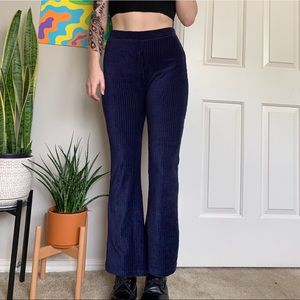 Navy blue velvet flare pants